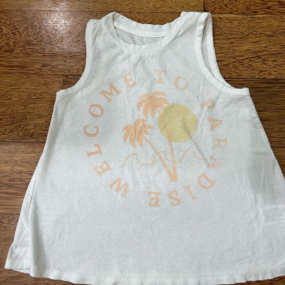 Kids White Sleeveless Top with Orange Print